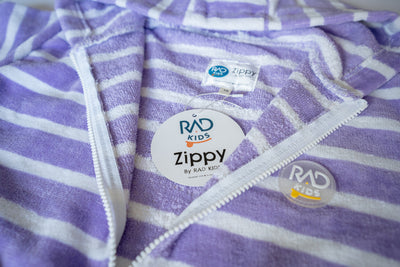 Zippy Vivid Violet Kids Hooded Towels with Zipper